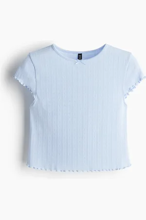 H&M Top de pointelle con detalle overlock