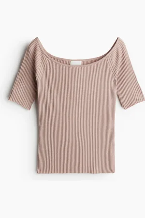 H&M Top a los hombros en tejido acanalado