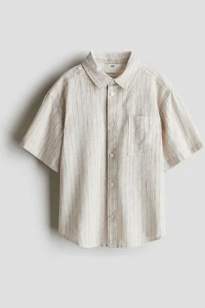 H&M Camisa de manga corta en mezcla de lino