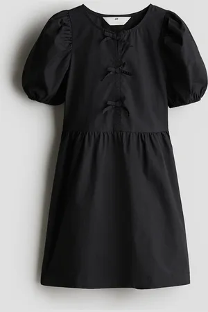H&M Vestido de algodón con mangas abombadas
