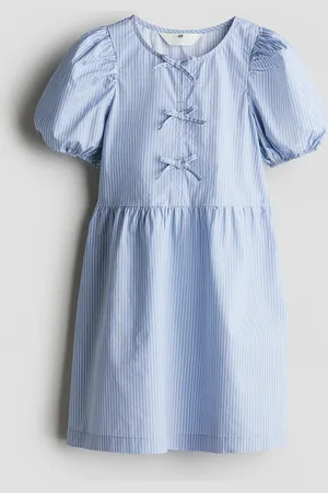 H&M Vestido de algodón con mangas abombadas