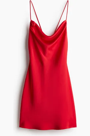 H&M Vestido slip de satín con tirantes de lazo