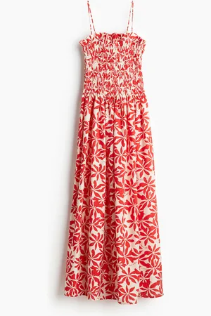 H&M Vestido de tirantes con punto smock