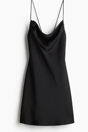 H&M Vestido slip de satín con tirantes de lazo