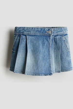 H&M Falda short plisada en denim
