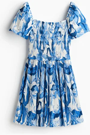 H&M Vestido corrugado con punto smock