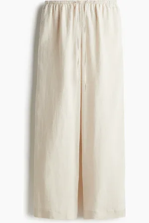 H&M Pantalón de lino con cordón de ajuste