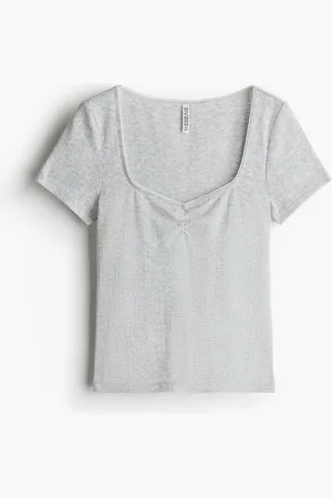 H&M Playera con borde picot