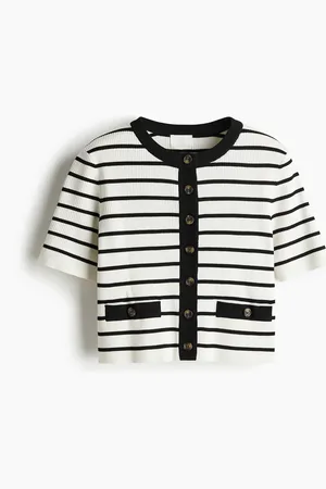 H&M Cárdigan corto en tejido acanalado