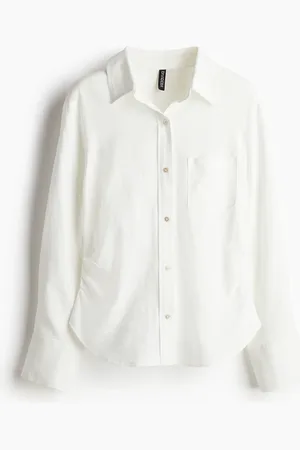 H&M Camisa fruncida en mezcla de lino