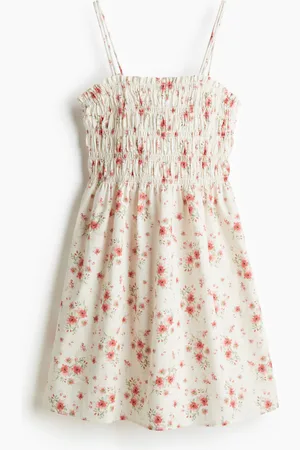 H&M Vestido de algodón con talle en punto smock