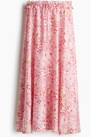 H&M Falda maxi con borde de olán