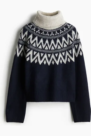 H&M Suéter de cuello alto en tejido jacquard