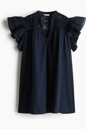 H&M Vestido con mangas mariposa en bordado inglés
