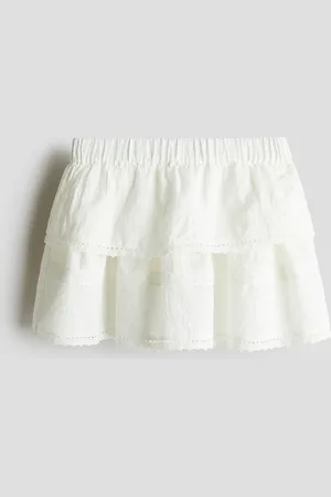 H&M Falda de algodón con bordes de encaje