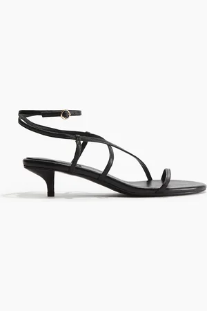 H&M Sandalias de piel con tacón kitten
