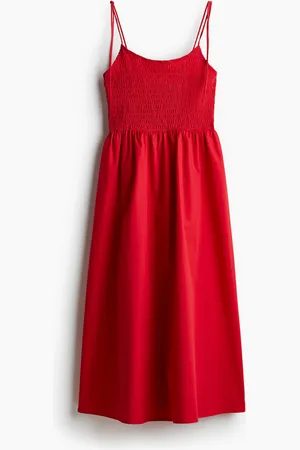H&M Vestido en punto smock tirantes de lazo