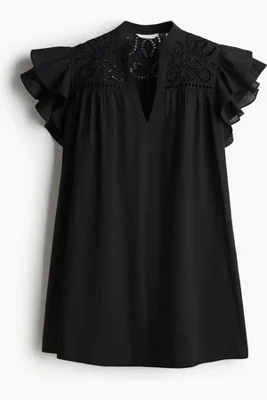 H&M Vestido con mangas mariposa en bordado inglés