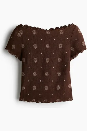 H&M Top corrugado con bordes overlock