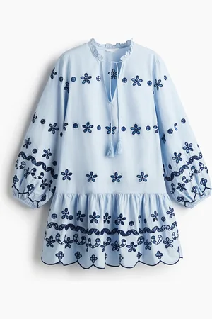 H&M Vestido túnica en bordado inglés