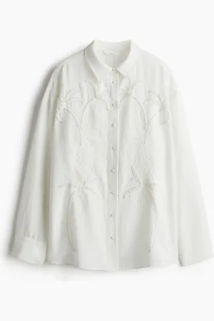 H&M Camisa bordada en mezcla de lino