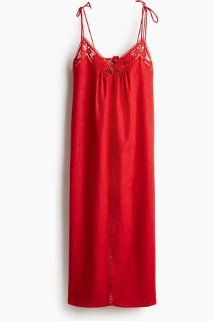 H&M Vestido en bordado inglés con tirantes de lazo