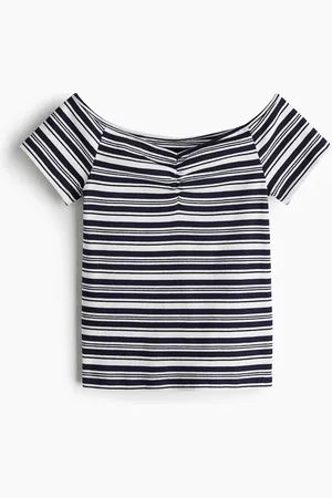 H&M Top acanalado con cuello de ojal