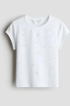 H&M Top de algodón con aplicaciones