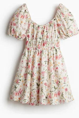 H&M Vestido de algodón con bastilla abombada