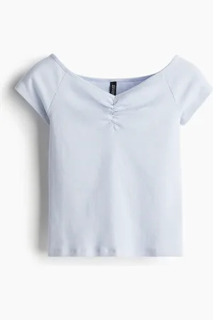 H&M Top acanalado con cuello de ojal