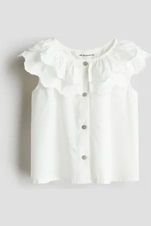 H&M Blusa de algodón con cuello de capas