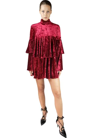 Sara Battaglia Ciniglia Mini Dress With Volants