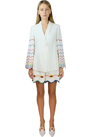 Sara Battaglia White Rainbow Embroidered Jacket