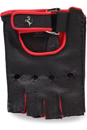 FERRARI Leather Gloves With Iconic Plaque Logo By