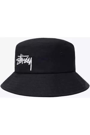 STUSSY Big Stock Bucket Hat Black cotton bucket hat with logo