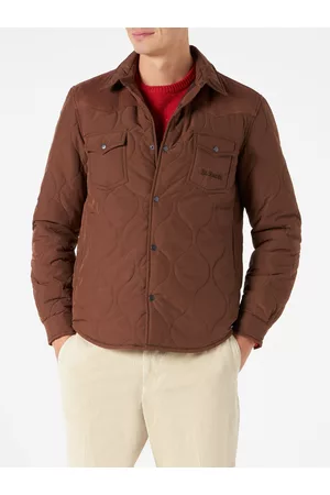 MC2 SAINT BARTH Man Brown Padded Overshirt With Patch Pockets