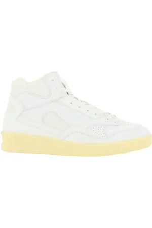 Jil Sander White Leather And Mesh Sneakers