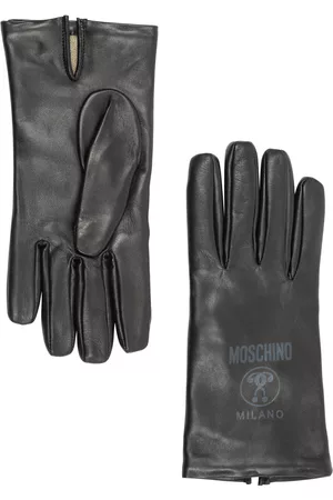 Moschino Double Question Mark Leather Gloves