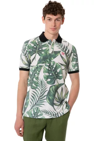 MC2 SAINT BARTH Man Polo With Leaves Print