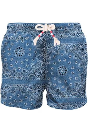 MC2 SAINT BARTH Man Swim Shorts With Denim Bandanna Print