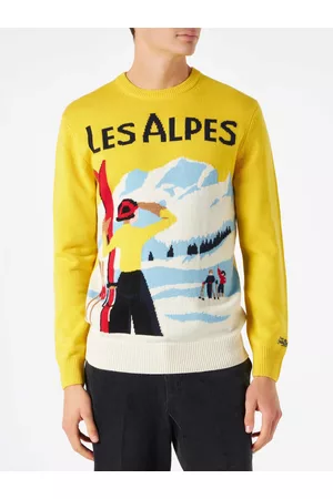 MC2 SAINT BARTH Man Sweater With Les Alpes Postcard
