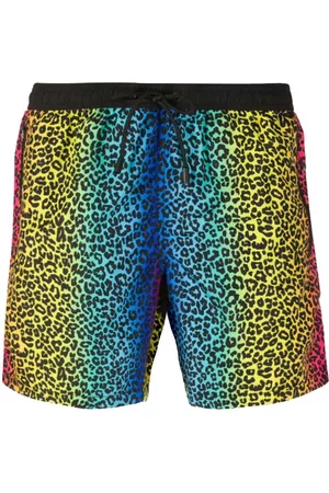 MC2 SAINT BARTH Animalier Rainbow Print Light Fabric Zipped Swim Shorts