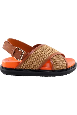 Marni Brown Raffia Blend Fussbett Sandals