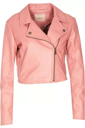 Chamarras de piel de color rosa para mujer 