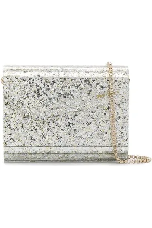 Jimmy Choo Candy Champagne Clutch Bag With All-over Coarse Glitter In Acrylic Woman