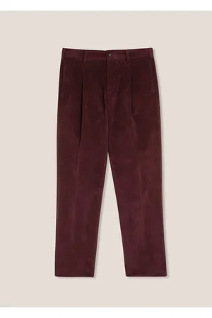 DoppiaA Aantioco Burgundy Pleated Stretch Cotton-corduroy Trousers