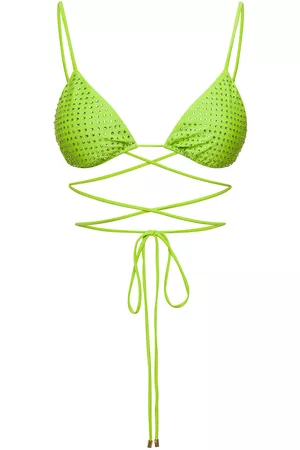 Self-Portrait Bikini Top With All-over Crystal Embellishment In Polyamide Woman