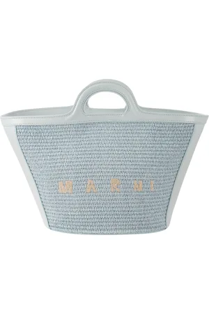 Marni Aura Tote In Cyan Leather