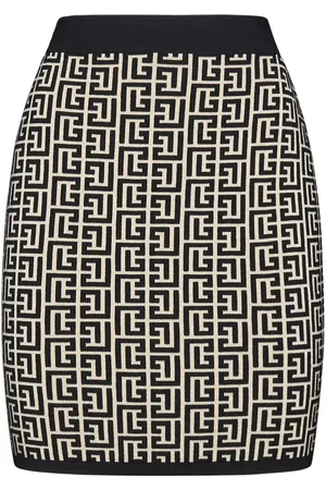 Balmain Monogram Jacquard Knit Skirt