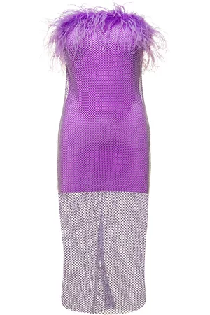 GIUSEPPE DI MORABITO Mini Purple Dress With Feather Trim And Rhinestone Embellishment In Polyamide Woman